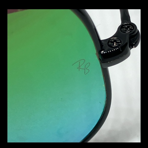 Ray-Ban RB3025 002/4J Black Aviator Green Gradient Mirrored 55mm Sunglasses - Picture 5 of 12